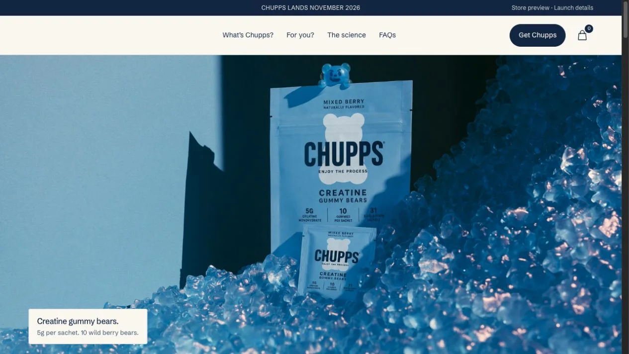 Chupps website homepage preview