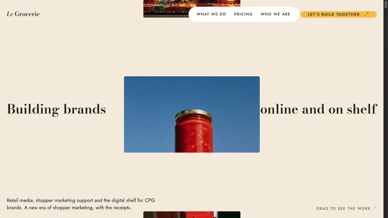 Le Grocerie website homepage preview