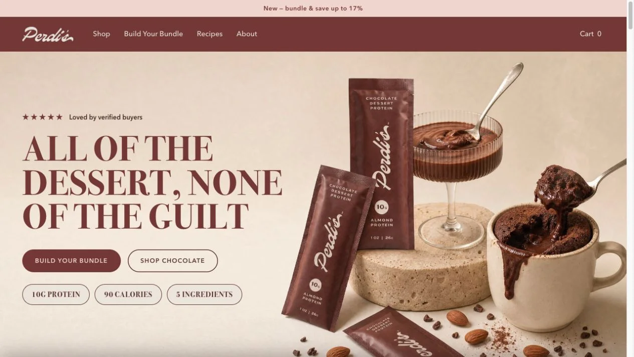 Perdi’s website homepage preview